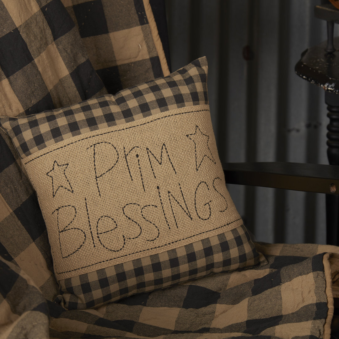 Black Check Black Check Prim Blessings Pillow 12X12 VHC Brands