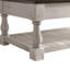 Table basse relevable, 3 plateaux de rangement dissimulés, construction en bois massif, gris antique et blanc vieilli, deux niveaux pour un salon spacieux et lumineux