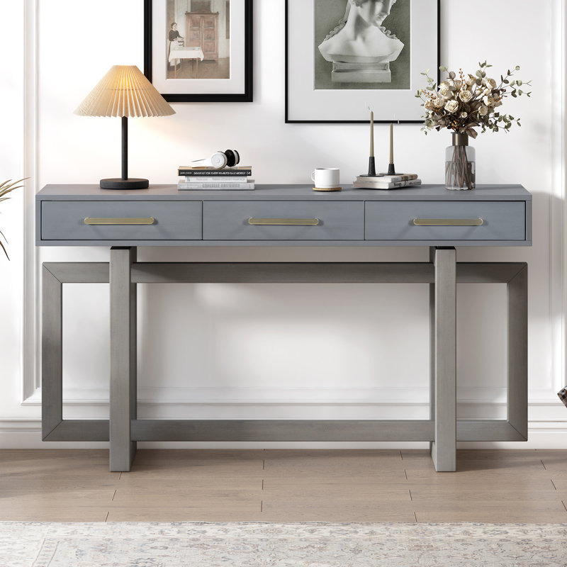 Extra Long Console Table With Three Drawers – Elegant Entryway/Hallway/Sofa Table For Living Spaces