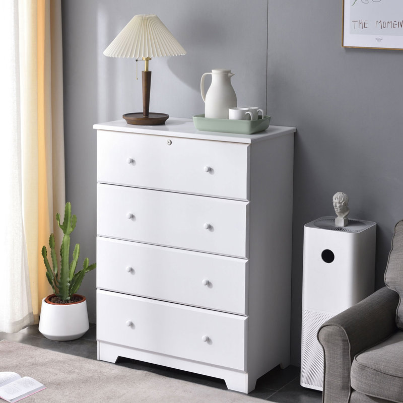 Commode 4 tiroirs Diarte, Blanc