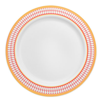 White with Red and Gold Chord Rim Plastic Appetizer/Salad Plates (7.5")