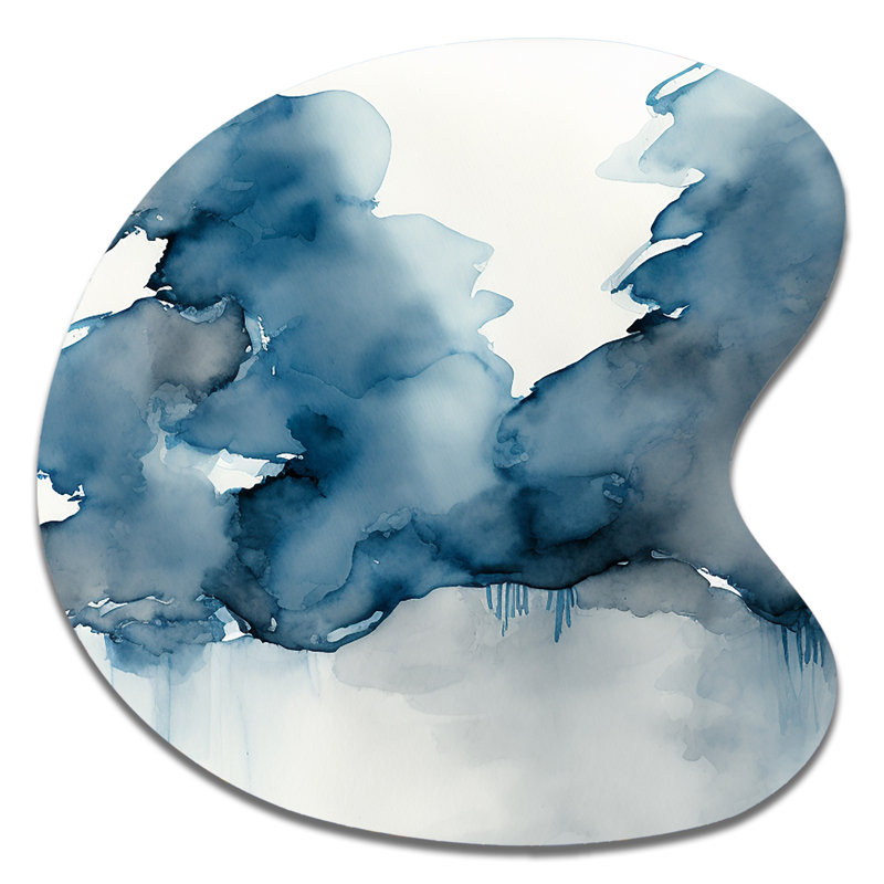 Feeling Honolulu Blue II - Abstrait liquide encre liquide, art mural asymétrique en métal, H 27 po x l 27 po