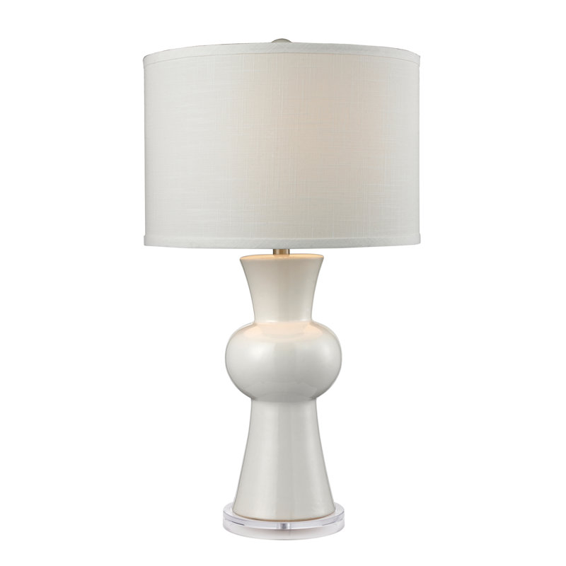 Lampe de table en céramique blanche à 1 lumière de 28 po de hauteur - Blanc brillant