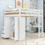 Lit plateforme Loft tout-en-un petit mobilier de chambre en bois massif blanc pleine grandeur avec espace de rangement et de travail intégré