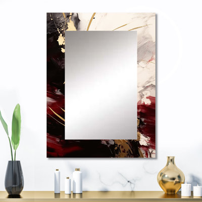 Gold and Red Fluid Fusion I - Gold Wall Mirror Decor