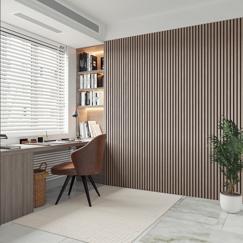 Ensemble de 2 panneaux muraux à lattes 3D pour mur intérieur en noyer (ensemble de 2 / 31,50 pieds carrés), Noyer clair