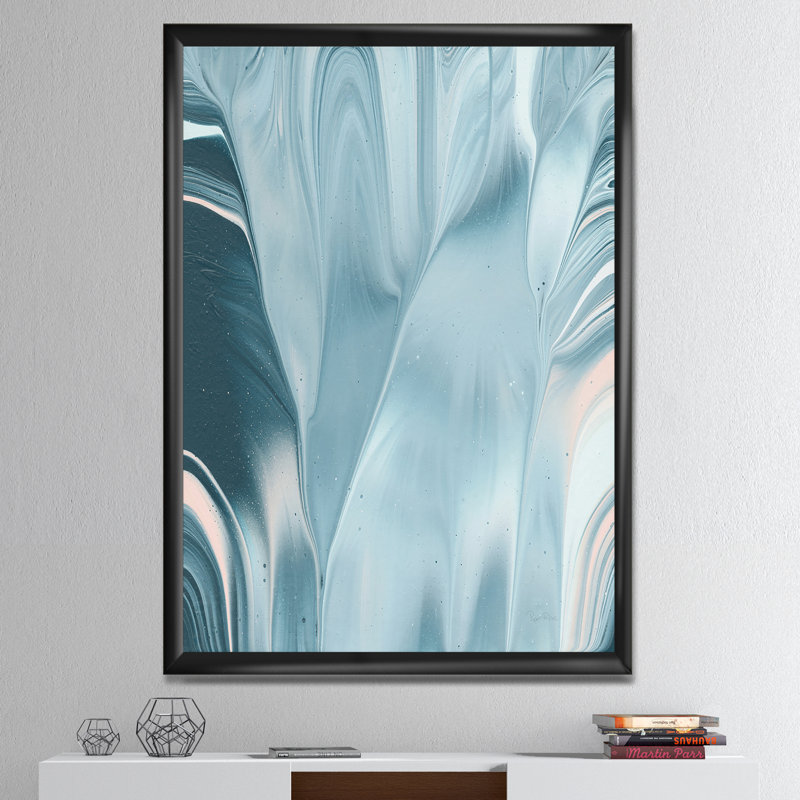 « blue modern water i », reproduction d’image sur toile, H 46 po x l 36 po x P 1,5 po, Cadre noir