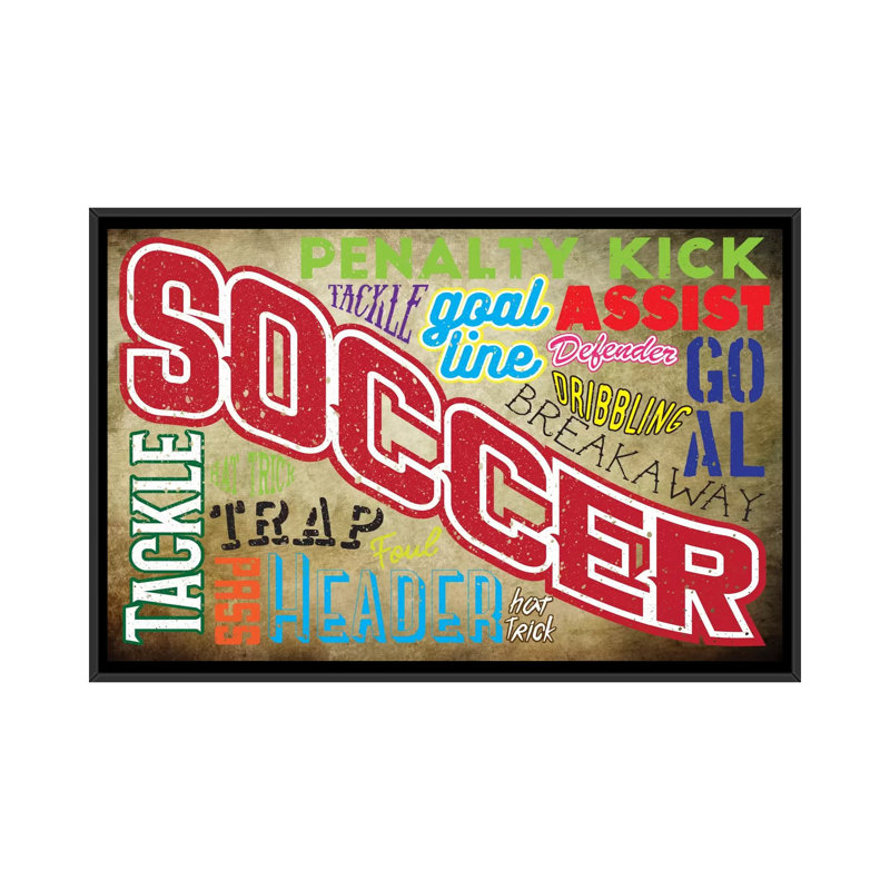 «Peregrin Soccer Slang», art textuel sur toile, H 18 po x l 26 po x P 1,5 po, Toile avec cadre noir, Pas de tapis