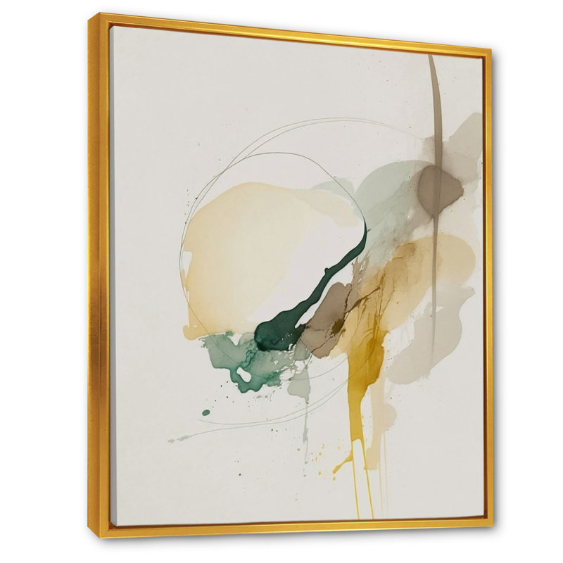 «Mustard Yellow Secrets I», reproduction sur toile, H 44 po x l 34 po x P 1,5 po, Toile avec cadre flottant or