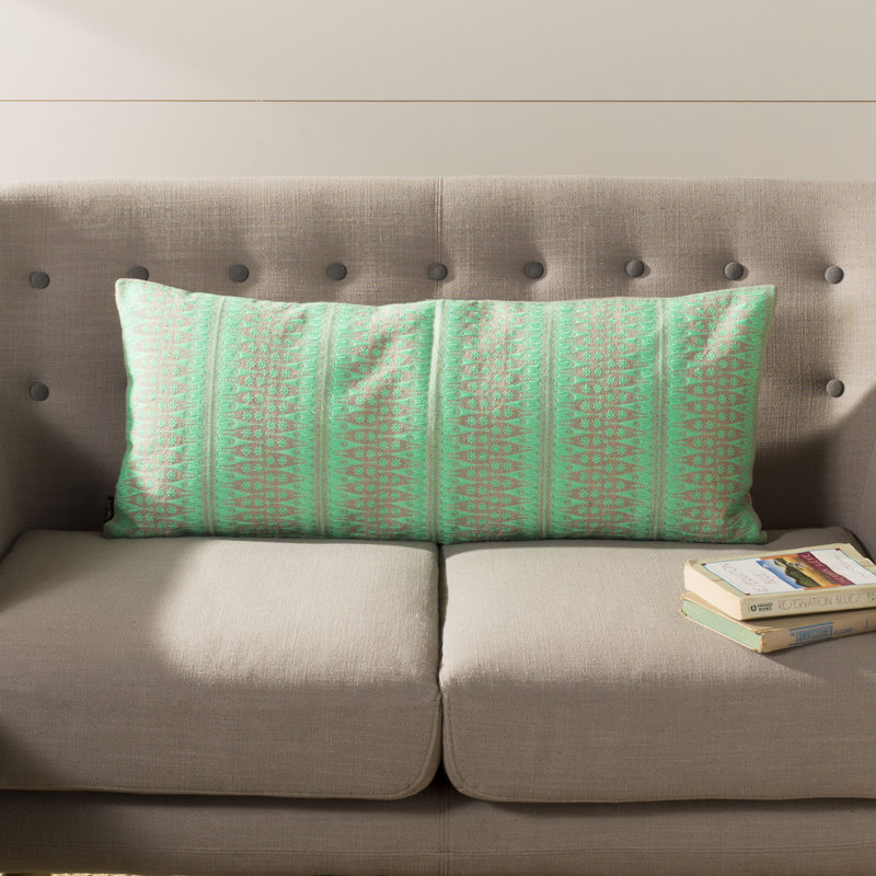 Priya Embroidered Linen Reversible Throw Pillow, Green