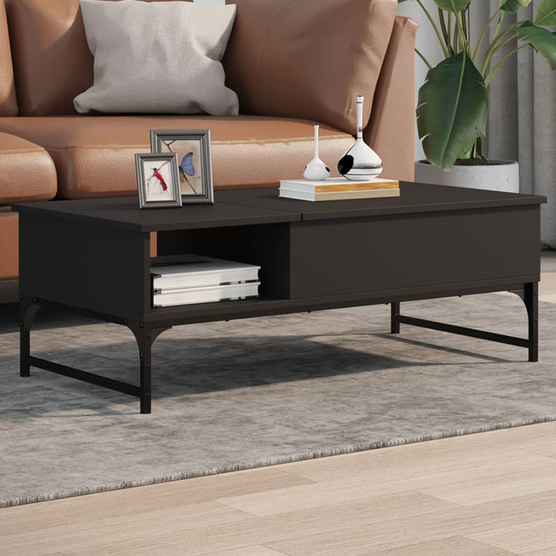 Kerlin Lift Top Four Leg Coffee Table with Storage, Black