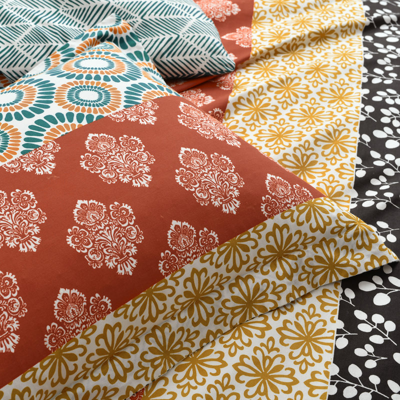Turquoise/Orange/Yellow Reversible 3 Piece Duvet Cover Set, King Duvet Cover + 2 King Shams 