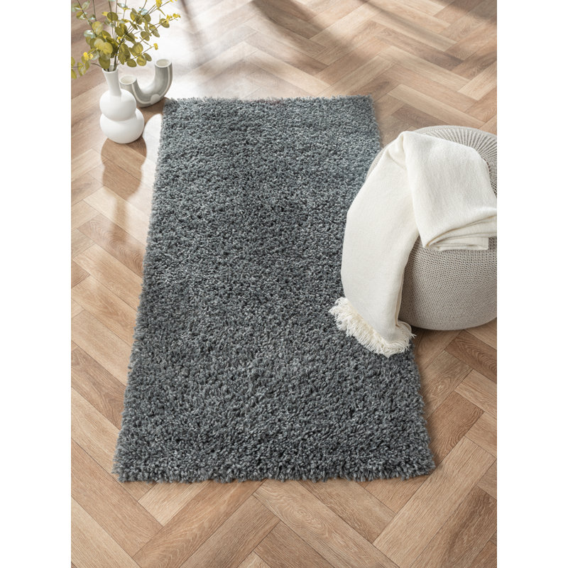 Shaggy Lush dark grey Rug, Rectangular 70 x 140cm