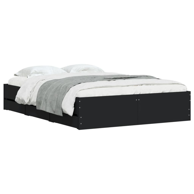 Normia Bed, Black, Small Double ( 120 x 190 cm)