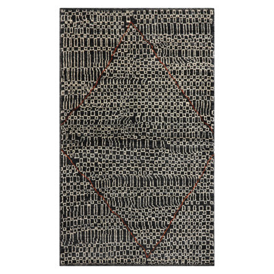 3x5 Charcoal Hand Knotted Afghan Moroccan Tribal Geometric Wool Area Rug