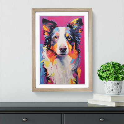 Border Collie Contemporary Art - Framed Print