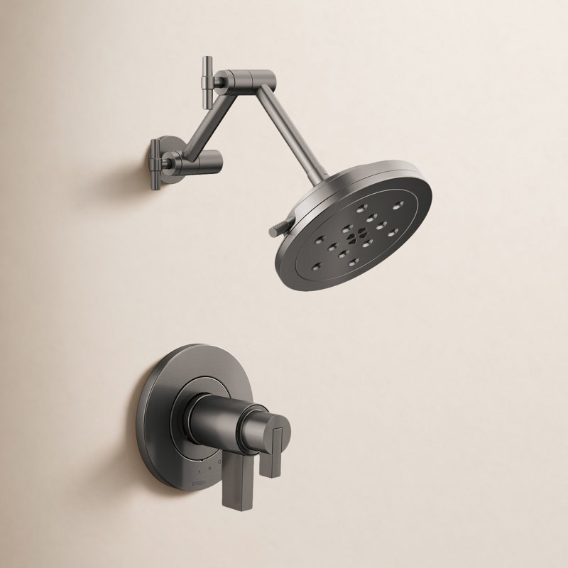 Litze Thermostatic Shower Faucet with TempAssure, Luxe Steel, Lever