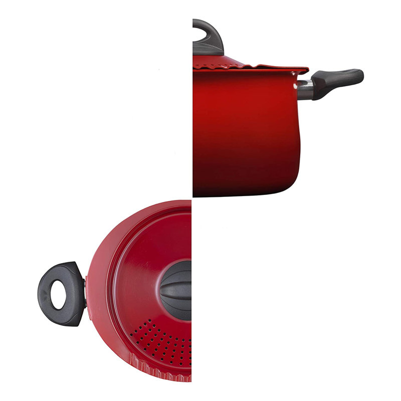 Bradshaw Home 5 Quarts Non-Stick Aluminum Soup Pot, Red