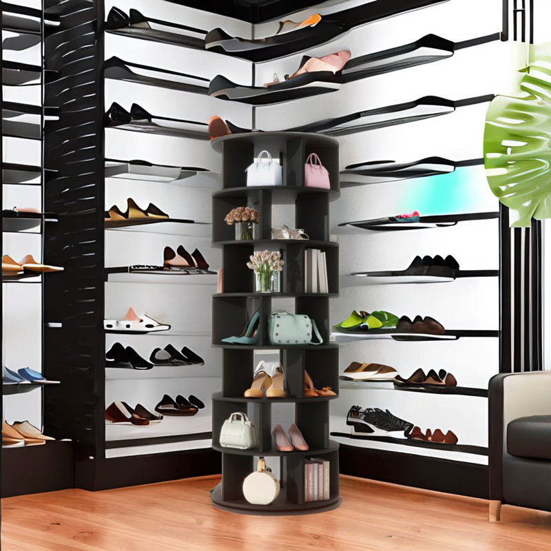 Rotating Shoe Rack Towers, Black