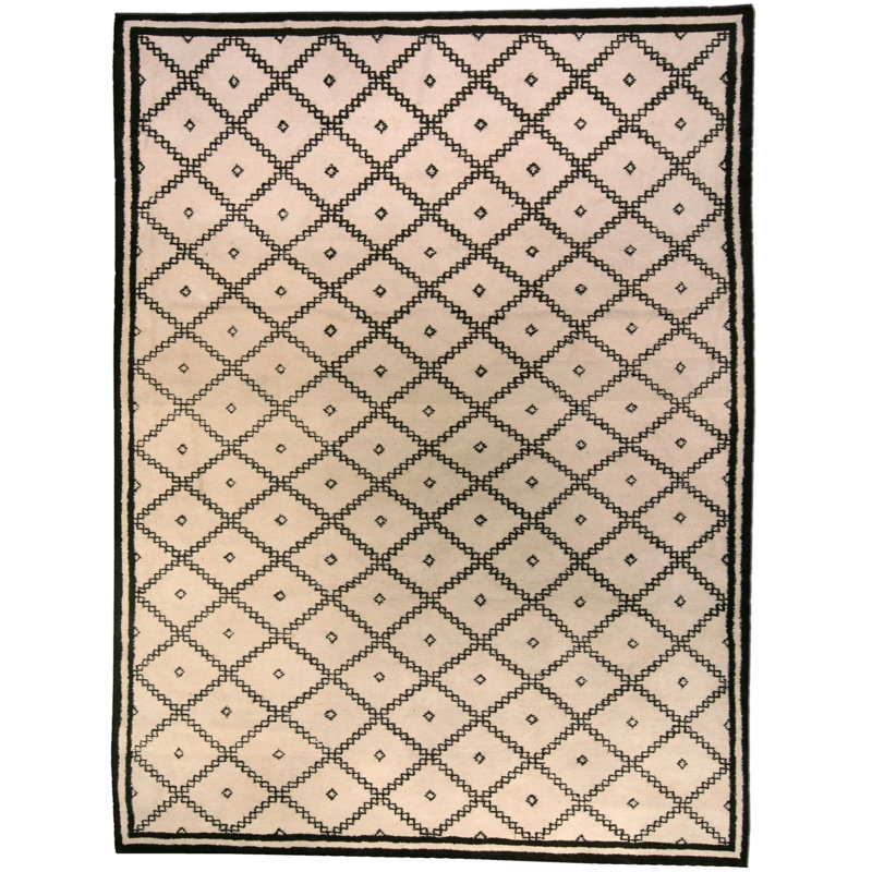 Tapis marocain beige moderne en laine fait à la main 7 pi 1 po x 10 pi 2 po