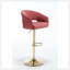 Chaise de bar moderne en velours, dossier évidé avec accoudoirs, cornes dorées, pieds croisés, hauteur réglable-599842448