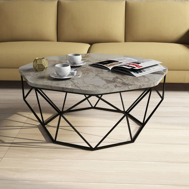 Table basse à cadre Klondike, Blanc / Brun