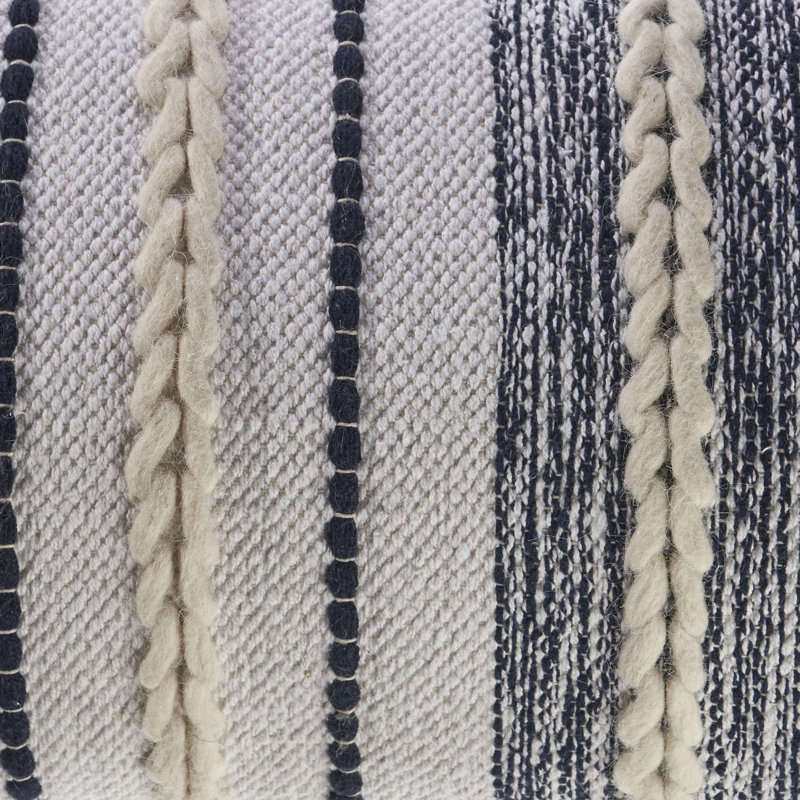 Contemporary Striped Braided Woven Cotton Wool Blend Decorative Throw Pillow Cover, Pillow Cover Only & No Insert