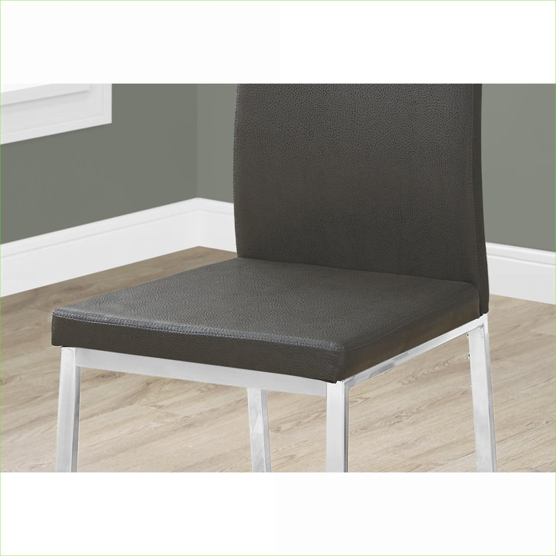 Ensemble de 2 chaises de salle à manger en similicuir gris neutre pour l'espace, Gris, Chrome chrome