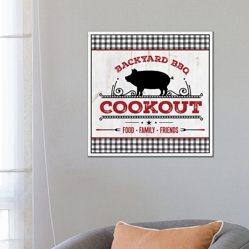 Backyard BBQ Cookout by Mollie B. - Print on Canvas, 66.04cm H x 66.04cm W x 3.81cm D, White Floater Framed