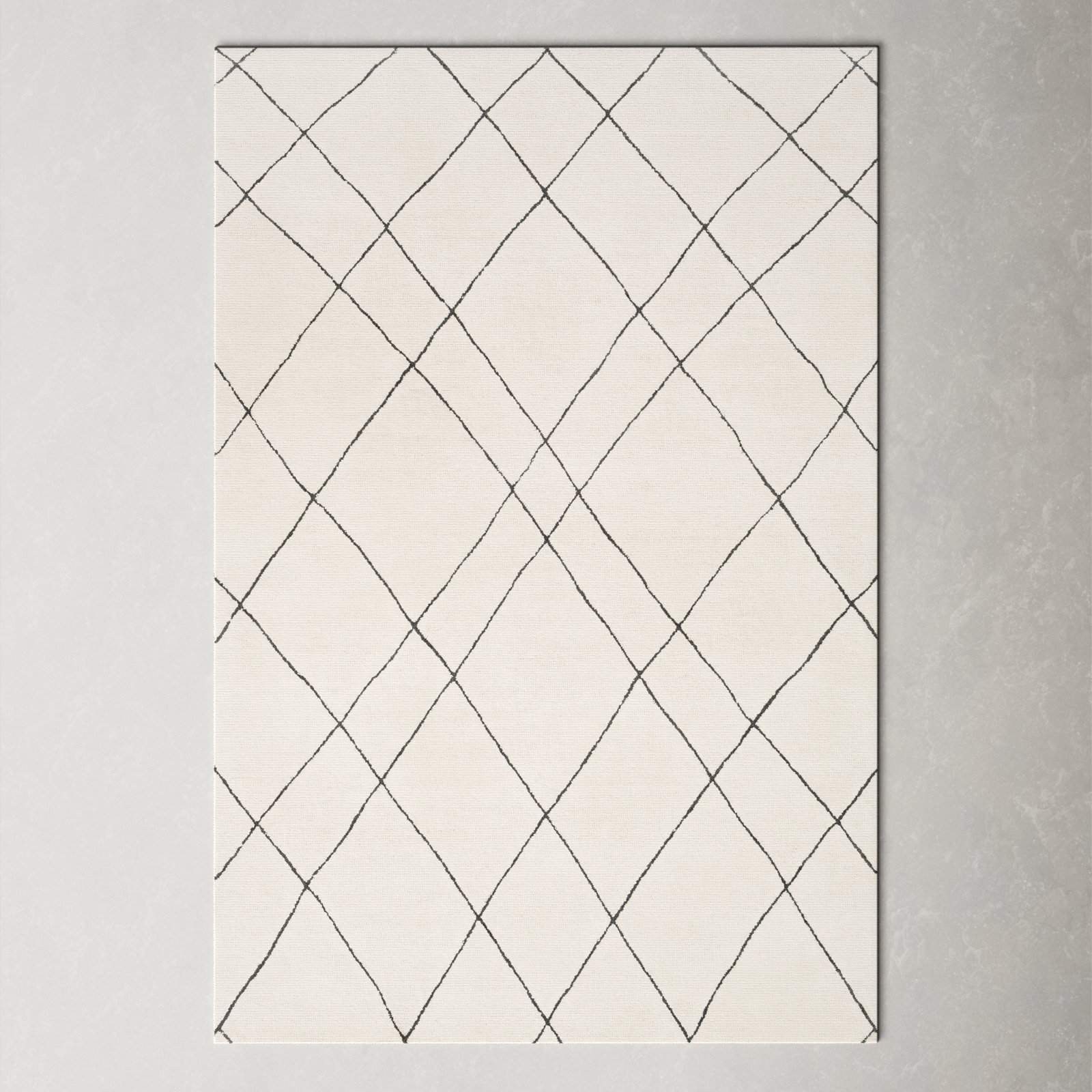 Seaton Black Cream Hand-Tufted Abstract Wool Rug, Rectangle 4' x 6'