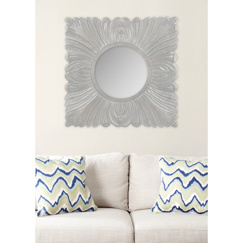 Engineered Wood Flat Wall Mirror, Gray