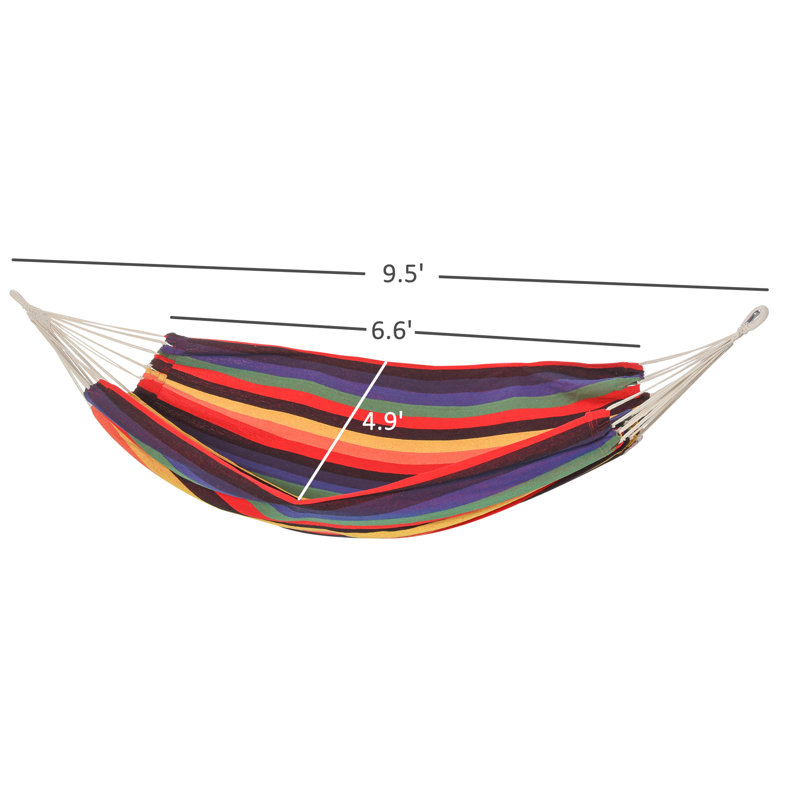 Hamac d'extérieur Duff 114 po extra large, rayures arc-en-ciel multicolores