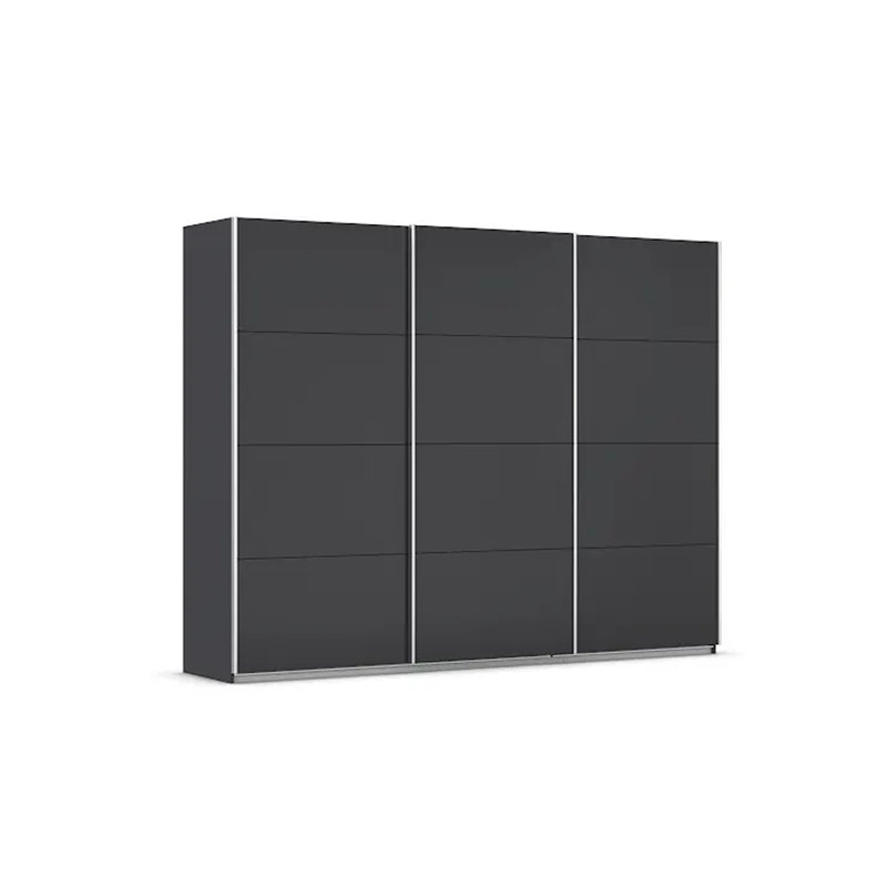 Caracas 3 Door Manufactured Wood Wardrobe, Classic, 210cm H x 271cm W x 62cm D, Grey Metallic