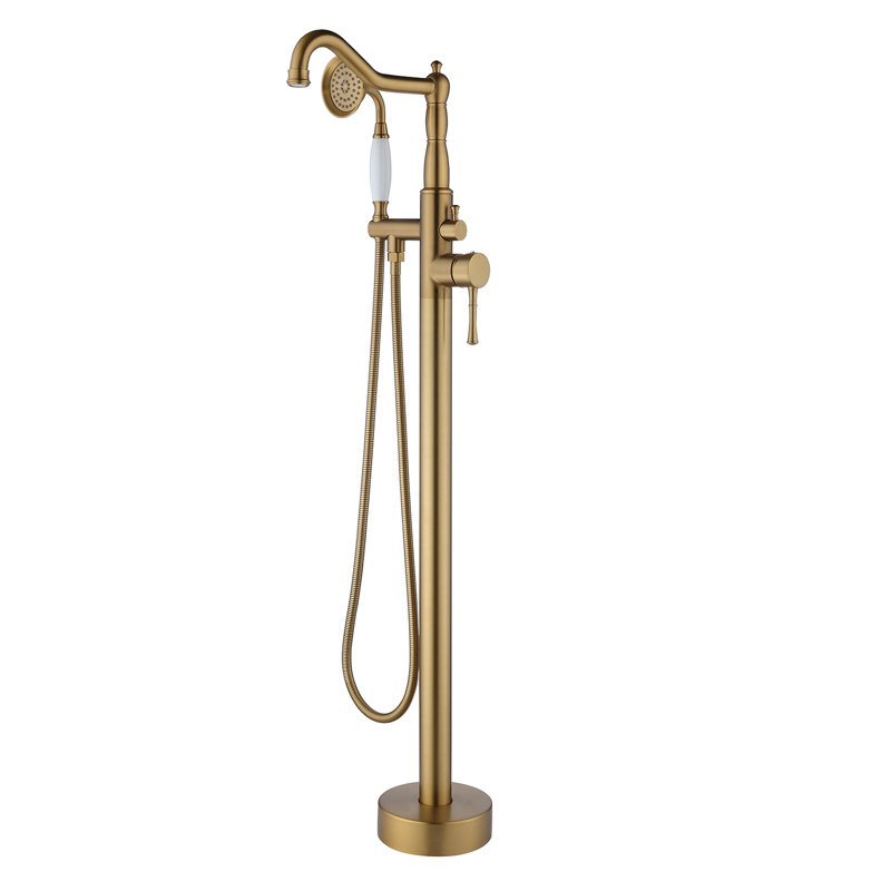 Floor Tub Spout with Diverter, Brushed Gold