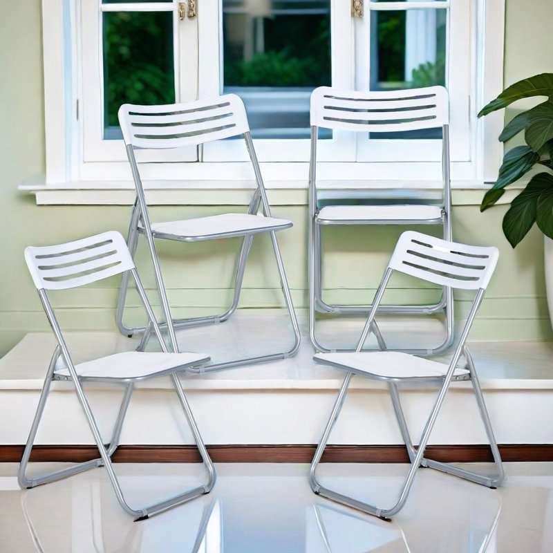 Qiong Plastic Stackable Folding Chair Folding Chair Set, White