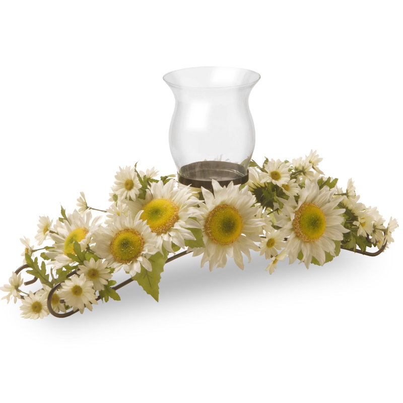 Bougeoir 25 po tournesol blanc
