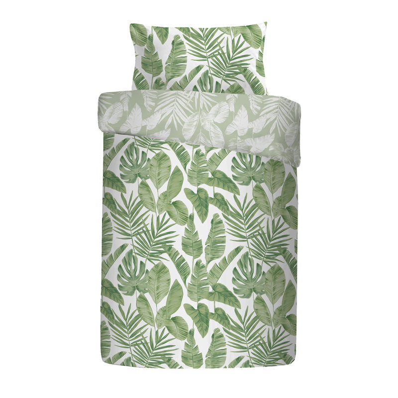 Tahiti Easy Care Duvet Cover Set, Green/White, Single Duvet Cover + 1 Standard Pillowcase