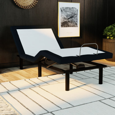 Grey Twin Xl Bed With Adjustable Metal Base, Zero , Wireless Remote Adoption Base And Design Elements