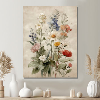 Art rétro sur toile, fleurs sauvages