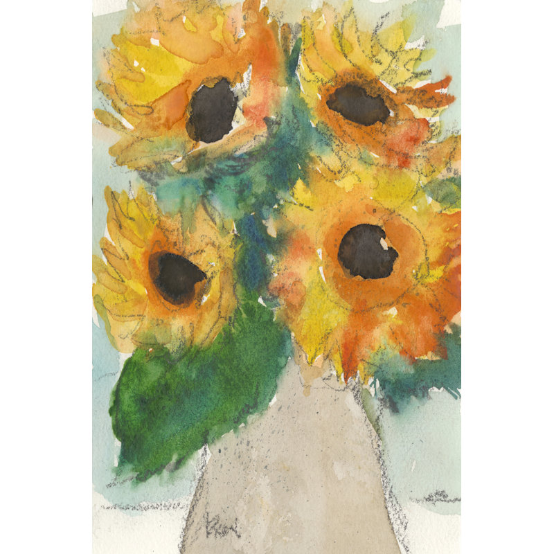 Rustic Sunflowers II by Samuel Dixon - Wrapped Canvas Painting, 122cm H x 81cm W