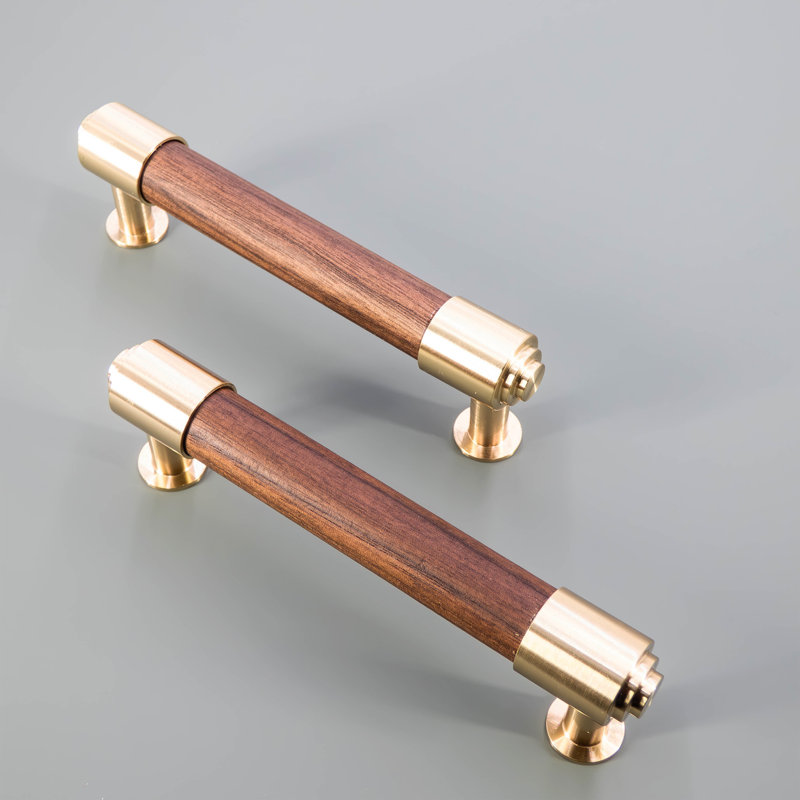 Bar / Handle Pull, Brass/Walnut, 3.78"