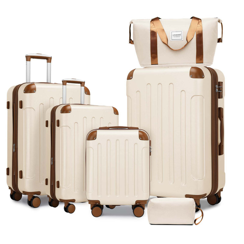 Ensemble de 6 valises rigides extensibles avec verrou TSA et sac de voyage