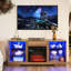 Meuble télé avec foyer électrique, effet de feu 3D, conduit, port, l 58 po pour téléviseurs de 32 à 62 po, lumières DEL de couleur chêne de 58 po, charge, convient au chêne