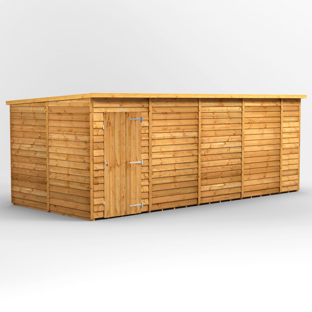 Powersheds 18 x 8ft Timber Overlap Windowless Pent Garden Shed