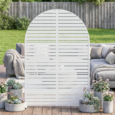 72" H x 47" W Arched Metal Freestanding Outdoor Privacy Screen Garden Fence Panel for Patio, Balconies, and Pools