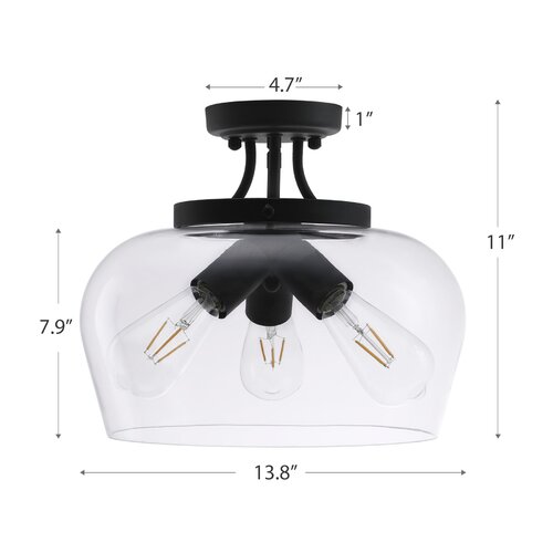 17 Stories Penley Glass Semi Flush Mount & Reviews | Wayfair