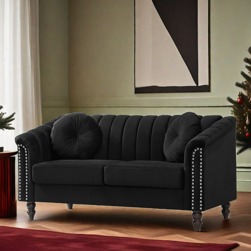 Melitta 60'' Velvet Loveseat, Black Velvet