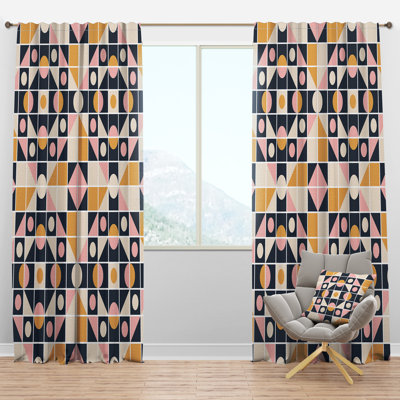 Panneau de rideau simple semi-diaphane avec passe-tringle Mid-Century Design I