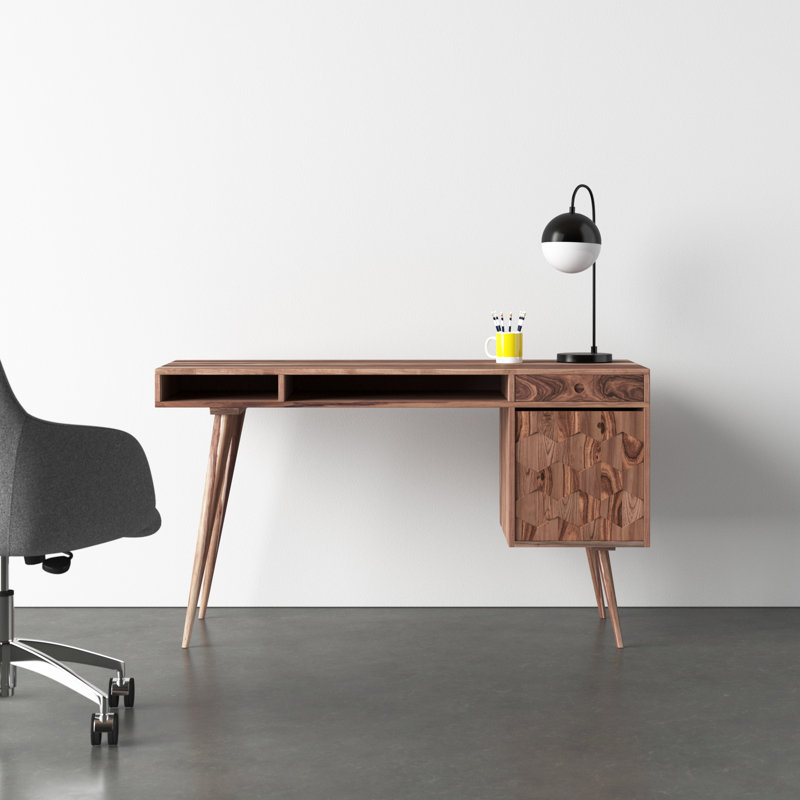 Alice 53.5" Solid Wood Rectangular Writing Desk, Natural
