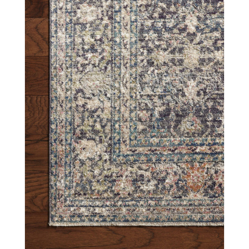 Midnight Blue Rectangular Synthetic Area Rug, 3'-7" x 5'-7"